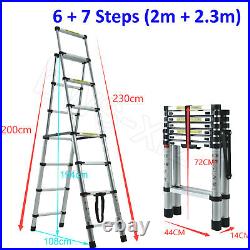 1.4+1.7/1.7+2/2+2.3m A-frame Aluminium Folding Telescopic Ladder Multi-Purpose