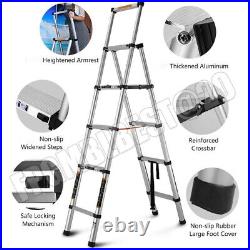 1.4/1.7/2.3/2.6/3.8/5/6.2M Telescopic Folding Ladder Multi-Purpose Extendable US