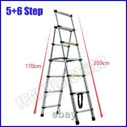 1.4M-2.3M Multi Purpose Aluminum Telescopic Ladder Heavy Folding Extension Step