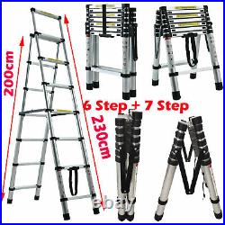 1.4M-2.3M Multi Purpose Aluminum Telescopic Ladder Heavy Folding Extension Steps