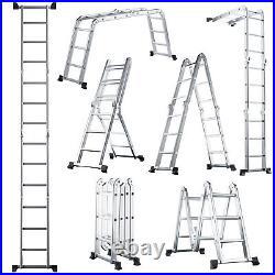 12.5' 12-Step Multi-purpose Step Platform Aluminum Folding Scaffold Ladder