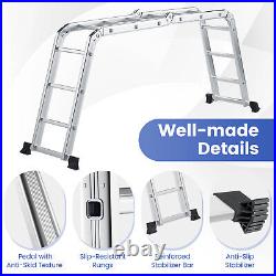 12.5' 12-Step Multi-purpose Step Platform Aluminum Folding Scaffold Ladder