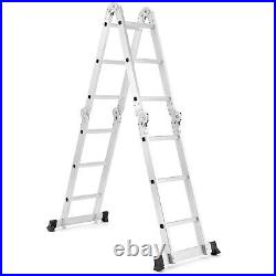 12.5' 330LBS 12-Step Multi Purpose Step Platform Aluminum Folding Ladder