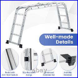 12.5' 330LBS 12-Step Multi Purpose Step Platform Aluminum Folding Ladder
