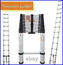 12.5FT Aluminum Multi Purpose Telescopic Ladder Extension Foldable Steps 330Lbs