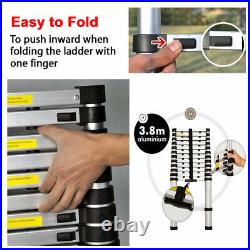 12.5FT Aluminum Multi Purpose Telescopic Ladder Extension Folding Garden Use