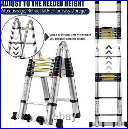 12.5Ft-20Ft Telescopic Extension Ladder Aluminum Multi Purpose Folding Non-Slip