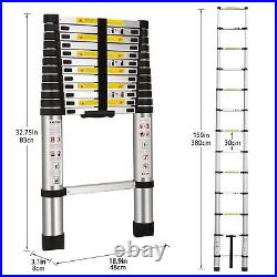 (12.5Ft/3.8M) Telescoping Ladders, EN131Standards Multi-Purpose Folding Alumin