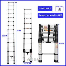 14.4Ft Telescopic Extension Ladder Aluminum Multi Purpose Folding Non-Slip US