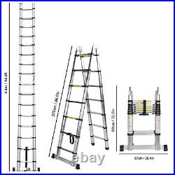 14.5Ft Telescopic Extension Ladder Aluminum Multi Purpose Folding Non-Slip US