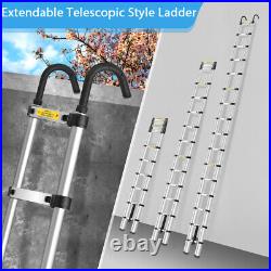 16.5FT 5M Telescopic Folding Ladder Multi-Purpose Extendable Aluminum with 2Hook