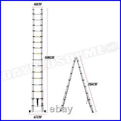 16.5FT Aluminum Extention Ladder Multi-Purpose Folding A Frame Shape Ladder