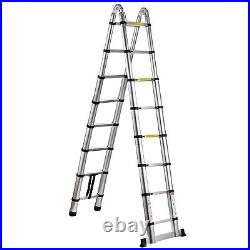 16.5Ft Aluminum Telescopic Extension Ladder Multi Purpose Non-Slip 330lb Folding