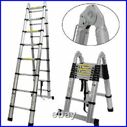 16.5Ft Telescopic Extension Ladder Aluminum Multi Purpose Folding Non-Slip 5m