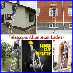 16.5Ft Telescopic Extension Ladder Aluminum Multi Purpose Folding Non-Slip US