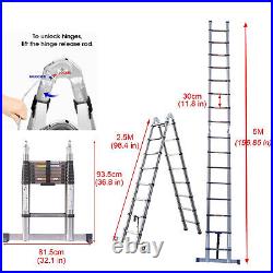 16.5Ft Telescopic Extension Ladder Multi Purpose Folding Non-Slip 5m 3.8m 3.2m