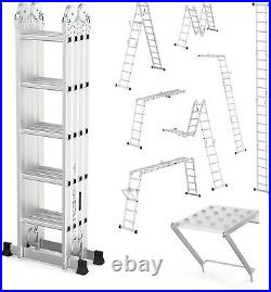 18.5FT Folding Ladder Multi-Purpose Aluminium Extension 7 in 1 Step Heavy Duty