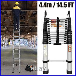 2 Hook Aluminum Telescoping Extension Multi-Purpose Folding Ladder Workshop 4.4m
