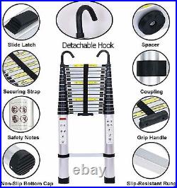 20.3FT Multi Purpose Telescopic Extension Ladder Aluminum Step Folding + 2 Hooks