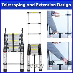 20.3FT Multi Purpose Telescopic Extension Ladder Aluminum Step Folding + 2 Hooks