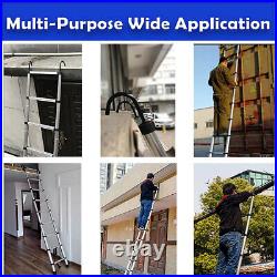 20.3FT Multi Purpose Telescopic Extension Ladder Aluminum Step Folding + 2 Hooks