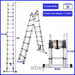 3.8/5m Telescopic Extension Ladder Aluminum/Steel Multi Purpose Folding Non-Slip