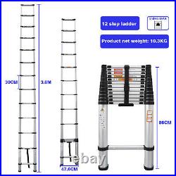 3.8m Aluminium Ladder Telescopic Heavy Duty Multi-Purpose Folding Extendable