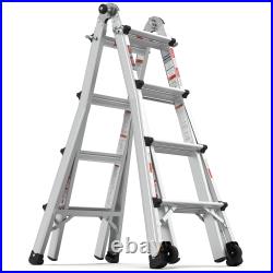 300lb 22Ft Ladder Aluminum Multi Purpose Folding Non-Slip with Wheels