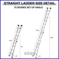 300lb 22Ft Ladder Aluminum Multi Purpose Folding Non-Slip with Wheels