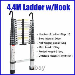 4.4M /5M /6.2M Extendable Telescopic Ladder Multi-Purpose Aluminium 3 Type