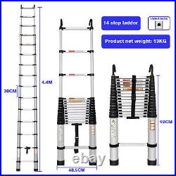 4.4m Telescopic Ladder Extendable Step Ladder Folding Multi Purpose Ladder +Hook