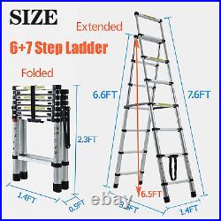 4+5 5+6 6+7 Steps Telescopic Aluminum Extension Ladder Folding Multi Purpose