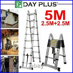 5M Folding Ladder 16.5FT Multi Purpose Telescopic Extension Aluminum Heavy Duty