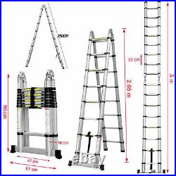 5M Telescopic Ladders Extension Aluminum Step Ladder Folding Multi Purpose EN131