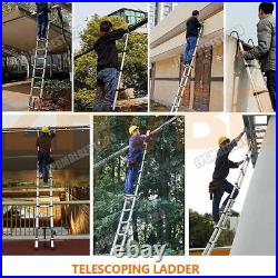 5m Telescopic Ladder Extendable Step Ladder Folding Multi Purpose Ladder + Hook
