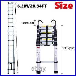 6.2M Telescopic Ladder Multi-Purpose Extendable Laders Aluminium Folding EN131