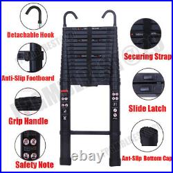 6.2m/20.34 ft Telescopic Ladder wiht Hook Multi-Purpose Folding Black Ladders