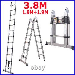 8.5-16.5FT Heavy Duty Multi-Purpose Telescopic Folding Ladder Extendable Ladders