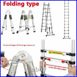 8.5-20.3FT Folding Telescopic Ladder Aluminum Multi Purpose Loft Roof Extension