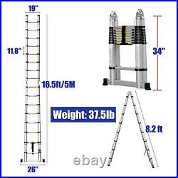 8.5-20Ft Aluminium Telescopic Extension Ladder Heavy Duty Multi-Purpose Non-Slip
