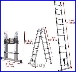 8.5FT-16.5FT Multi-Purpose Telescopic Loft Ladder Extendable Folding Step Ladder