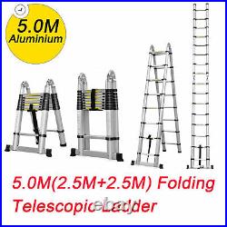 8.5Ft-20.3Ft Telescopic Extension Ladder Aluminum Multi Purpose Folding Non-Slip