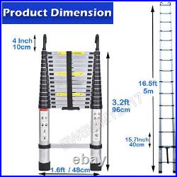 Aluminum Folding 16.5FT Multi Purpose Telescopic Extension Ladder Heavy Duty 5M