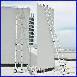 Aluminum Telescoping Ladder 16.5ft Folding 13 Steps Multi-Purpose Extension Home