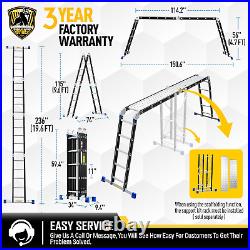 Bryner Folding Step Ladder, 19.6Ft, 7 in 1 Multi-Purpose Folding Adjustable Tele