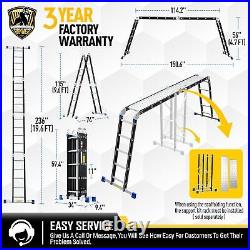 Bryner Folding Step Ladder, 19.6ft, 7 in 1 Multi-Purpose Folding Adjustable