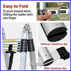 Folding 16.5FT Multi Purpose Telescopic Extension Ladder Aluminum Heavy Duty