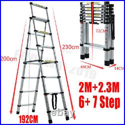 Folding Multi Purpose Telescopic Extension Step Ladder Aluminum Heavy Duty Home