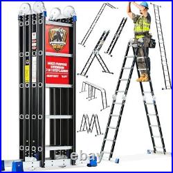 Folding Step Ladder, 19.6ft, 7 in 1 Multi-Purpose Folding 7 in 1 Ladder