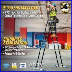 Folding Step Ladder, 19.6ft, 7 in 1 Multi-Purpose Folding 7 in 1 Ladder